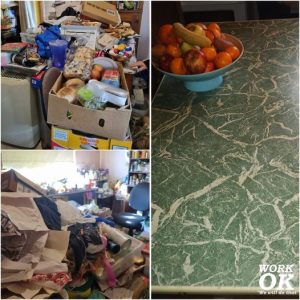 Kitchen table before and after